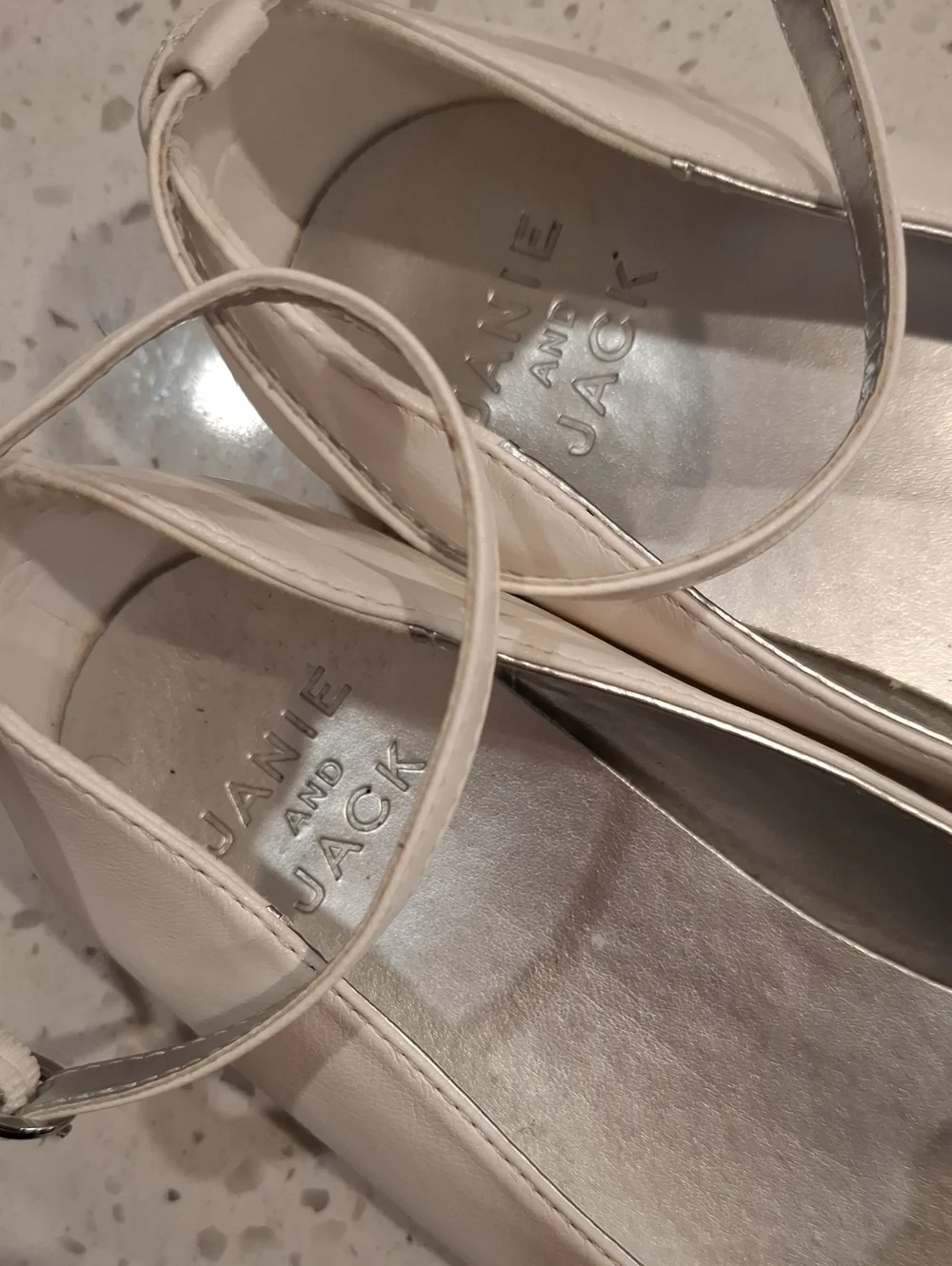 Janie And Jack Girls White Bow Flats Size 4